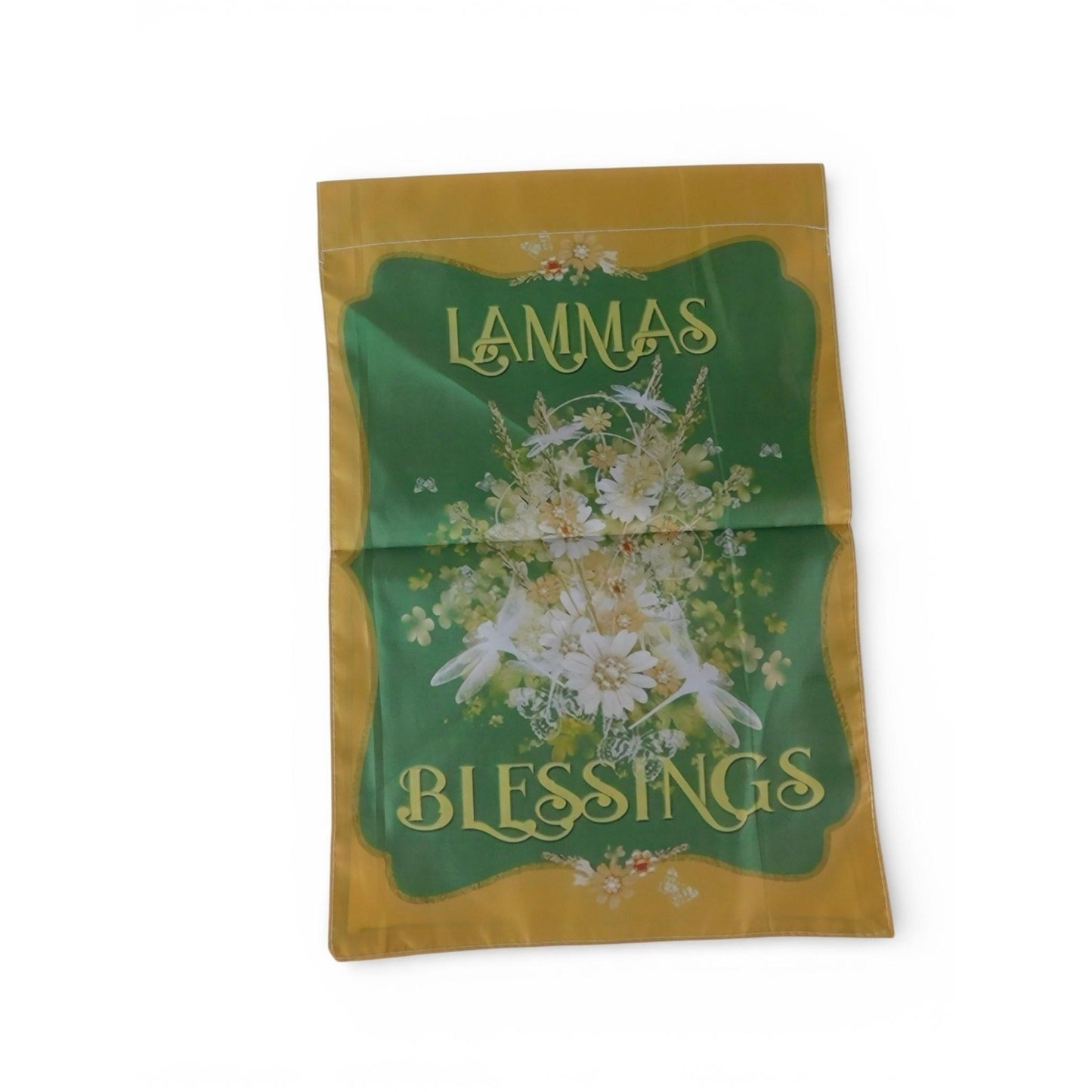 Lammas Blessings Garden Flag 10x15 Summer Floral Green Polyester Outdoor Decor