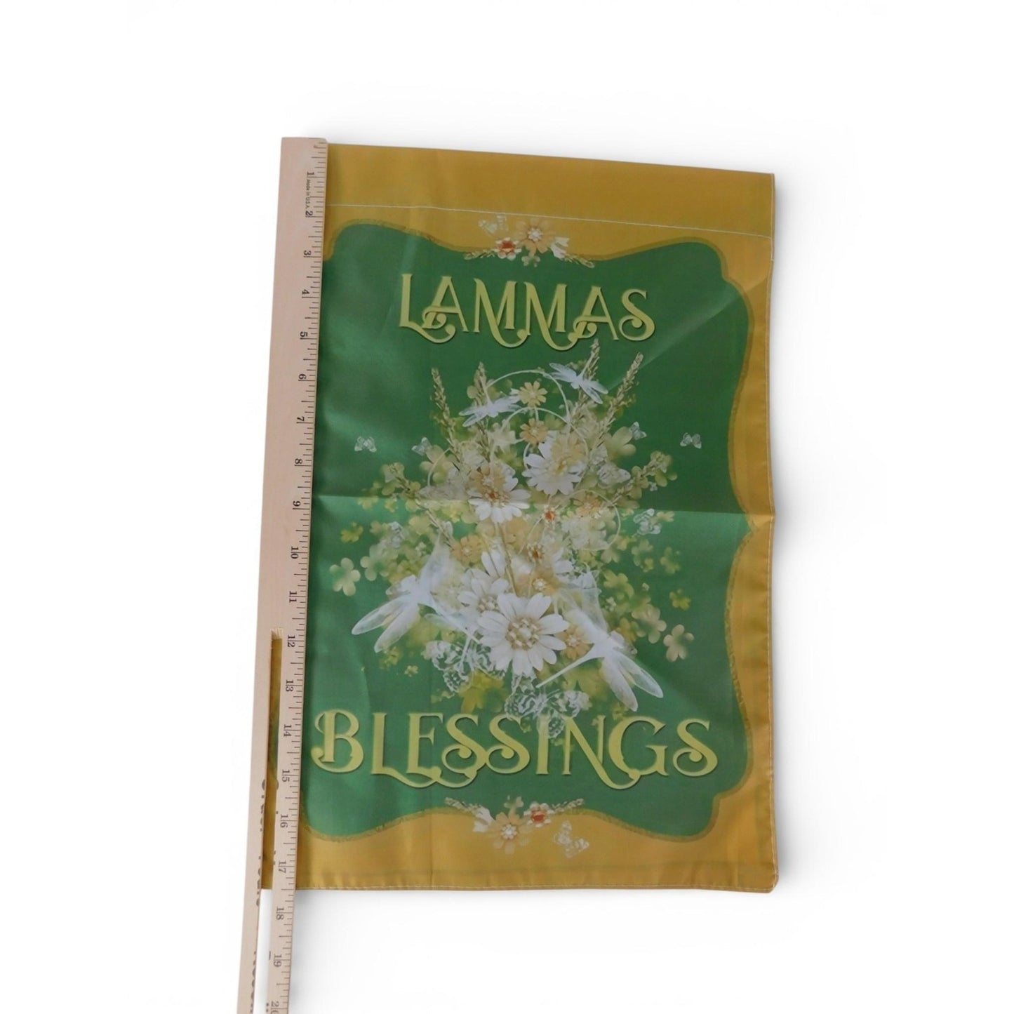 Lammas Blessings Garden Flag 10x15 Summer Floral Green Polyester Outdoor Decor