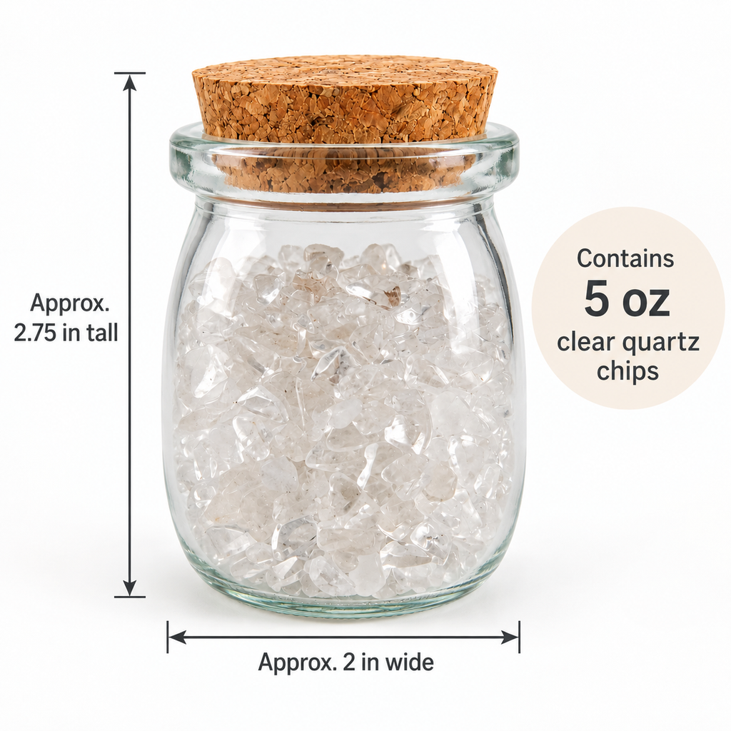 Clear Quartz Crystal Chips, 5 oz Glass Jar