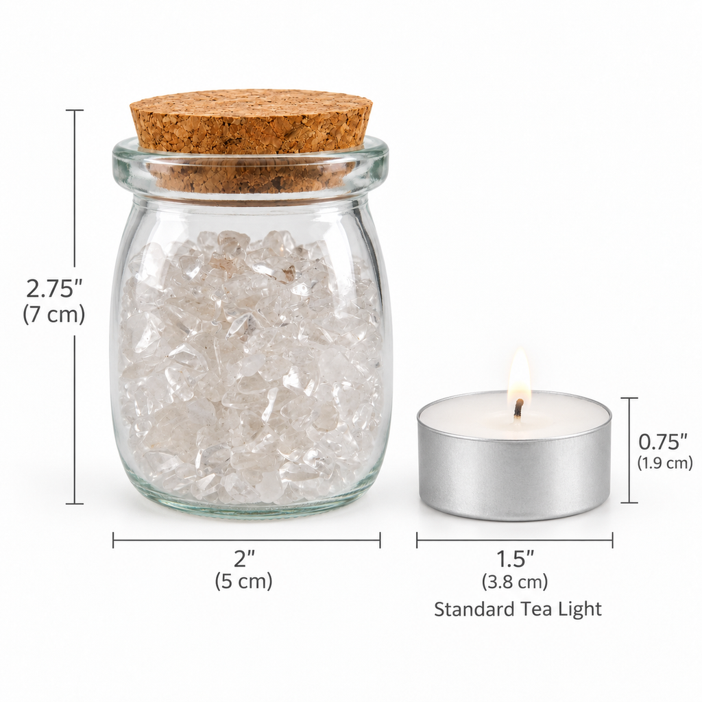 Clear Quartz Crystal Chips, 5 oz Glass Jar