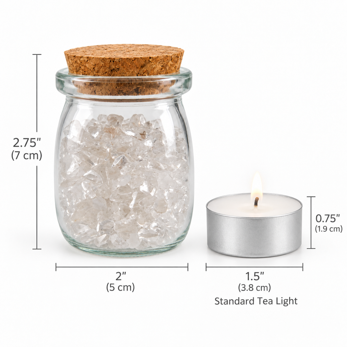 Clear Quartz Crystal Chips, 5 oz Glass Jar