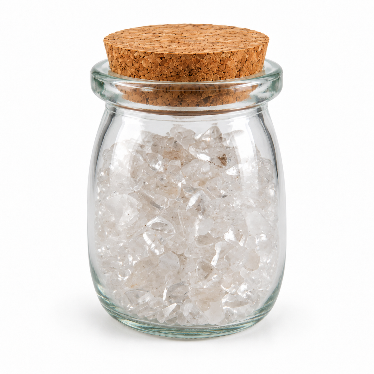 Clear Quartz Crystal Chips, 5 oz Glass Jar