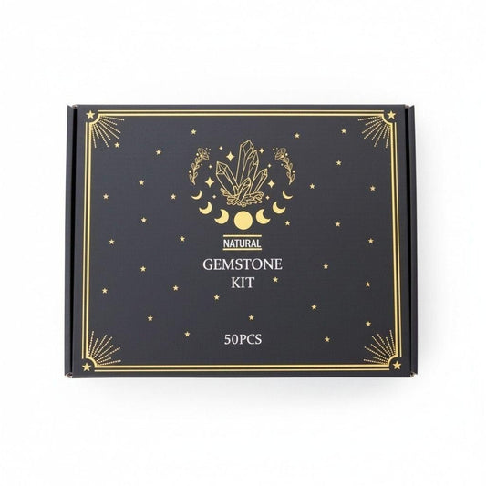 Natural Gemstone Kit 50 Piece Mini Bottles Crystal Set Witchcraft Altar Decor