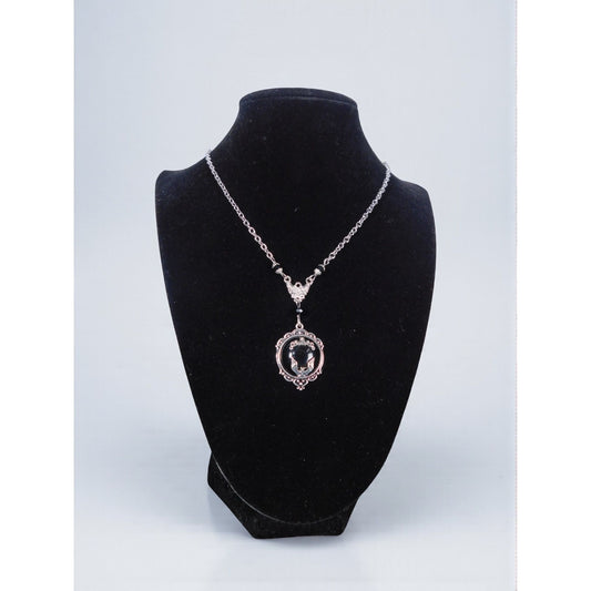 Gothic Bat Cameo Necklace Silver Black Victorian Witchcore Vampirecore NEW