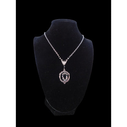 Gothic Bat Cameo Necklace Silver Black Victorian Witchcore Vampirecore NEW