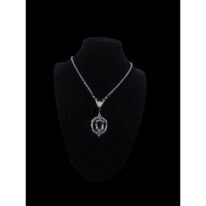 Gothic Bat Cameo Necklace Silver Black Victorian Witchcore Vampirecore NEW