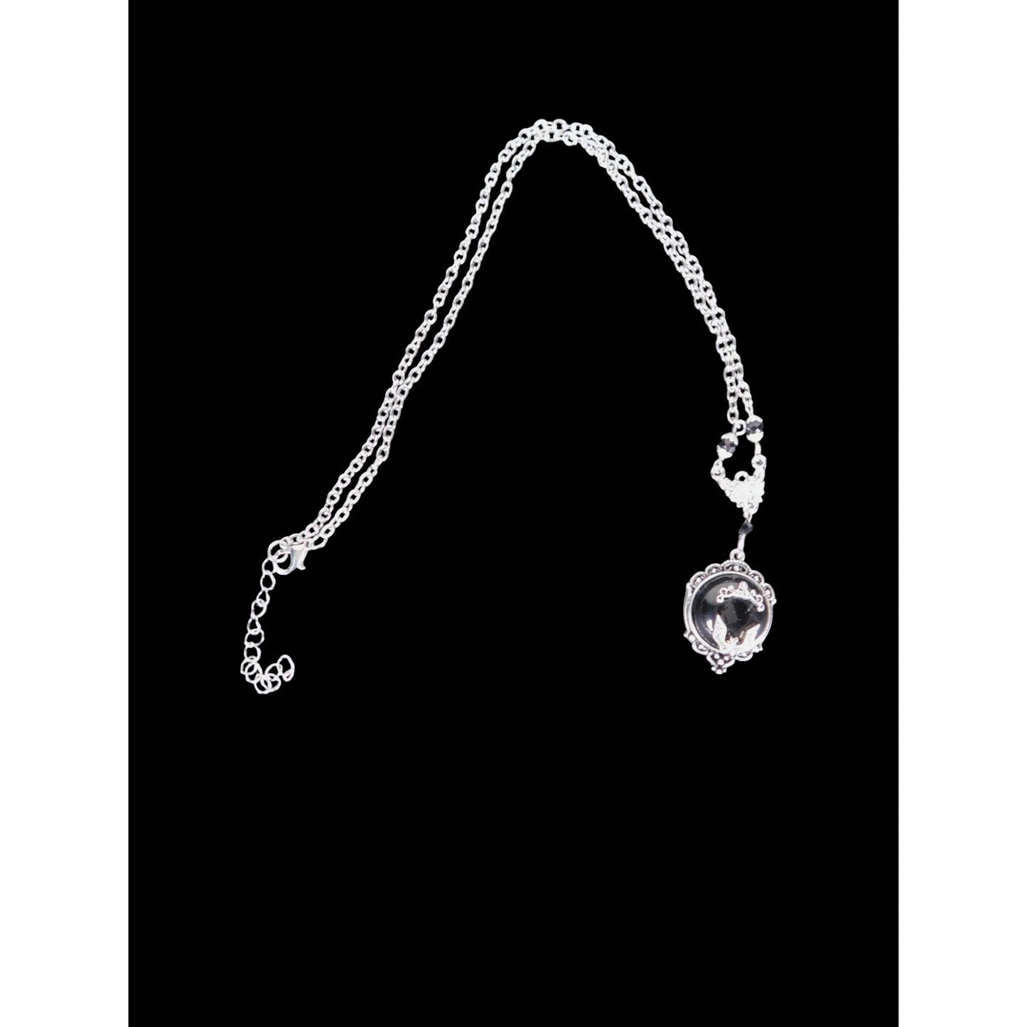 Gothic Bat Cameo Necklace Silver Black Victorian Witchcore Vampirecore NEW