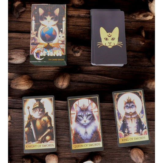Cat Tarot Card Deck 78 Cards, 4.13" x 2.48" Mystical Cat Artwork NIB