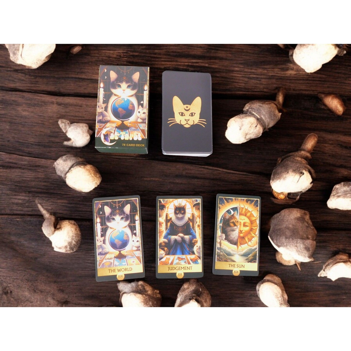 Cat Tarot Card Deck 78 Cards, 4.13" x 2.48" Mystical Cat Artwork NIB