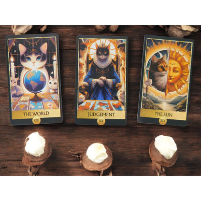 Cat Tarot Card Deck 78 Cards, 4.13" x 2.48" Mystical Cat Artwork NIB