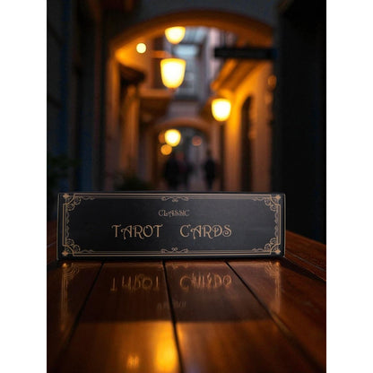 Classic Black Tarot Deck w/ Meanings Guidebook Celestial