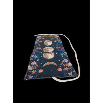 Celestial Moon Floral Tarot Card Holder Trifold Cord
