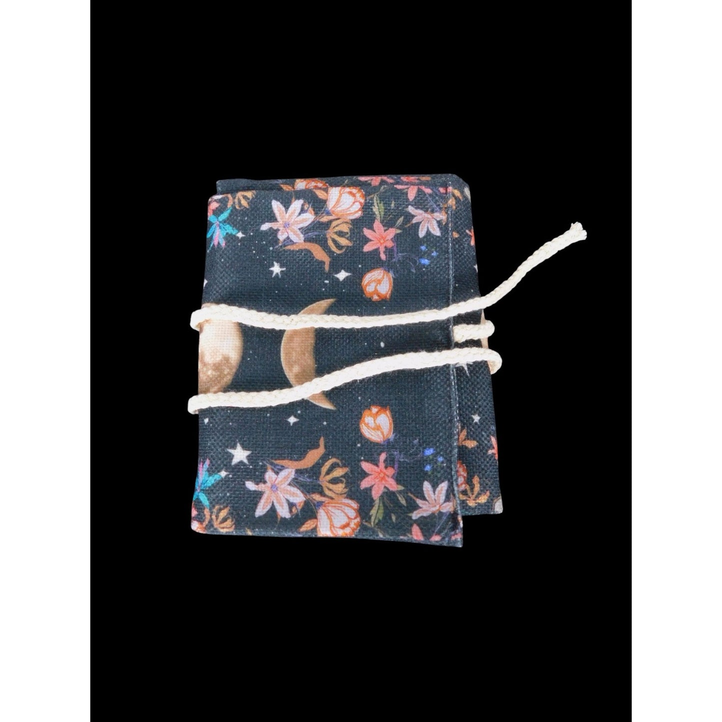 Celestial Moon Floral Tarot Card Holder Trifold Cord