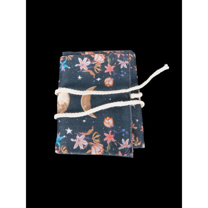 Celestial Moon Floral Tarot Card Holder Trifold Cord