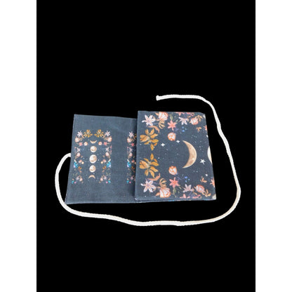 Celestial Moon Floral Tarot Card Holder Trifold Cord