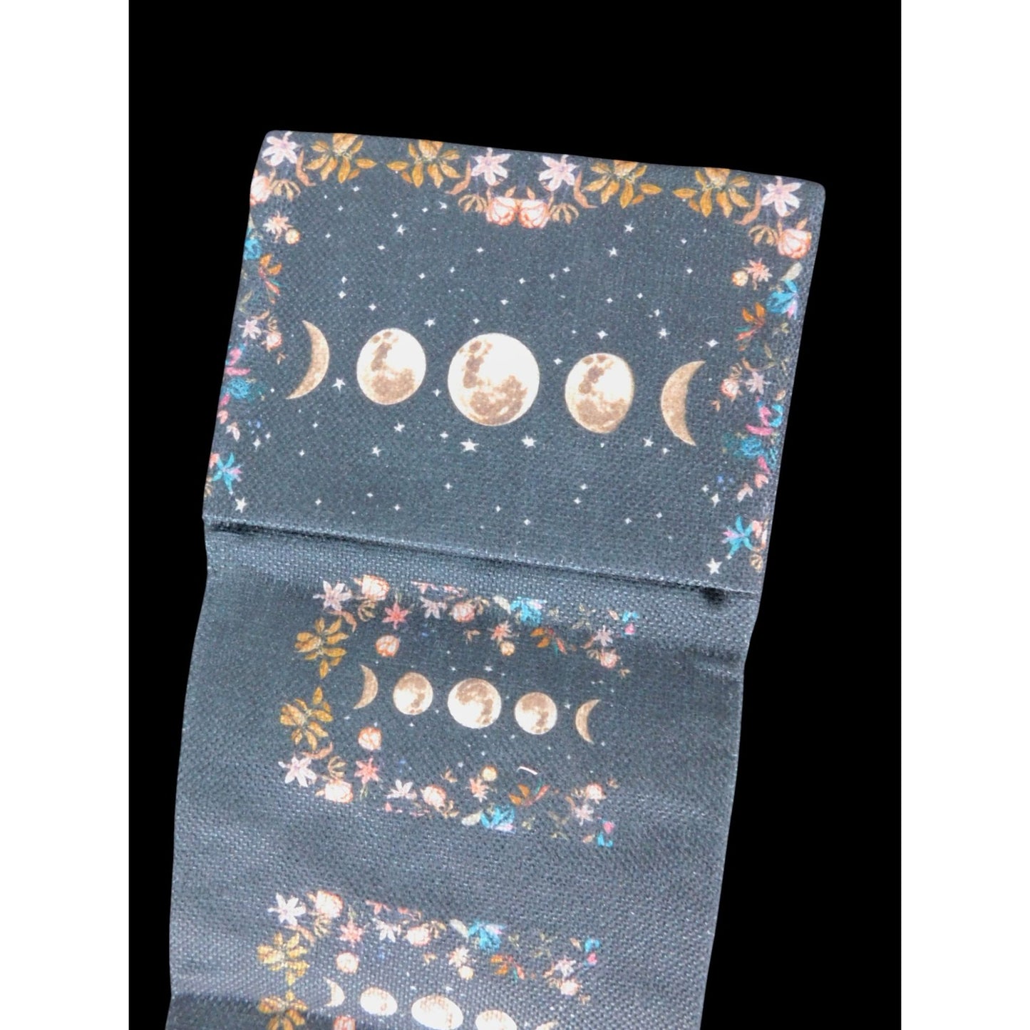 Celestial Moon Floral Tarot Card Holder Trifold Cord