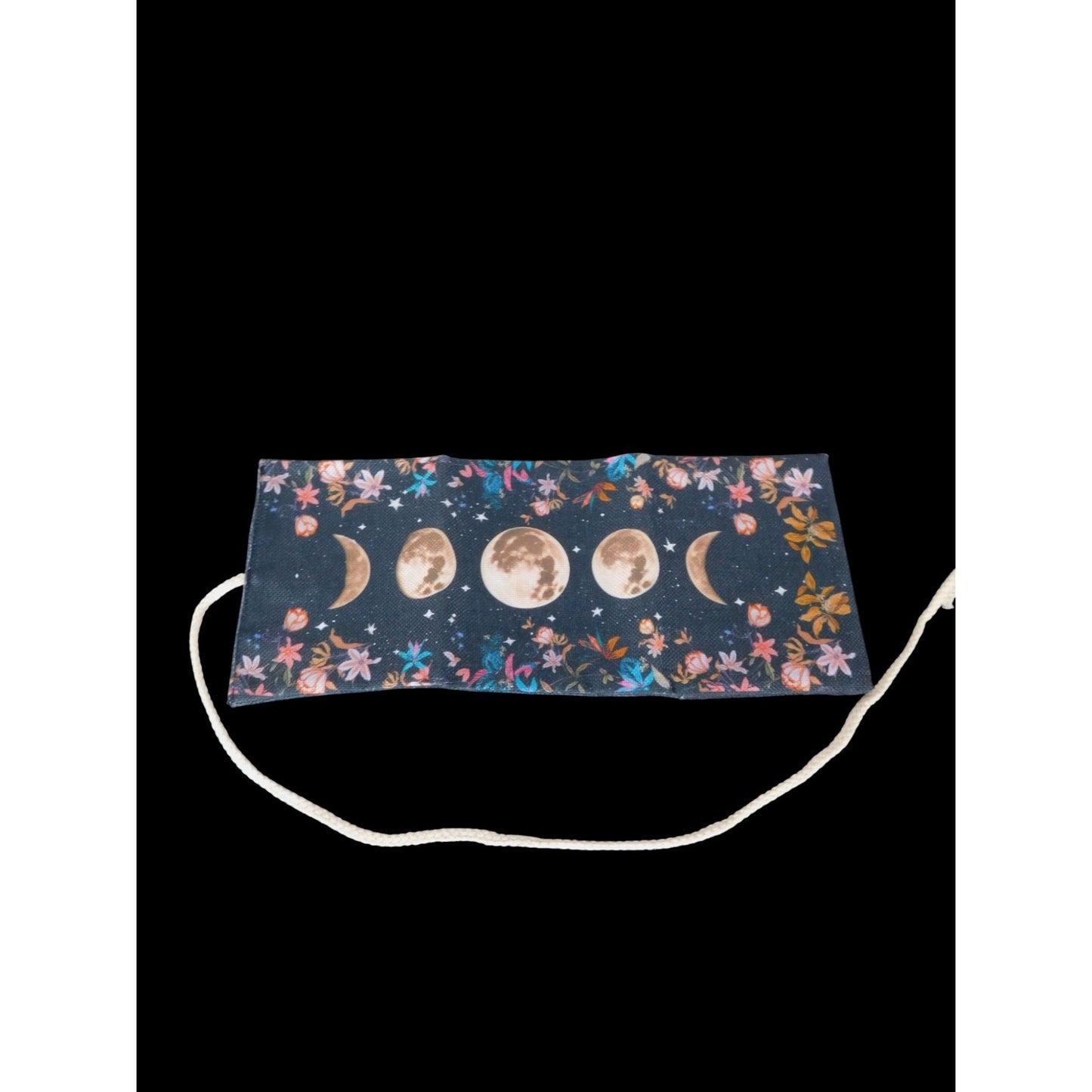 Celestial Moon Floral Tarot Card Holder Trifold Cord