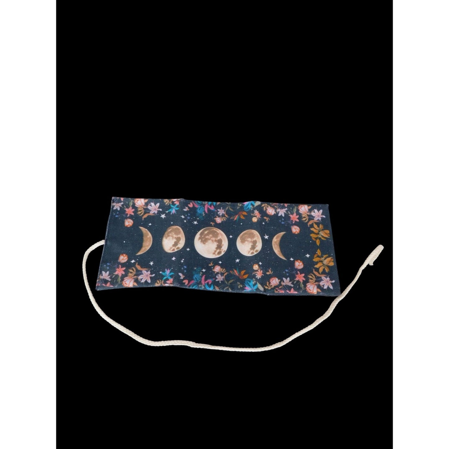Celestial Moon Floral Tarot Card Holder Trifold Cord