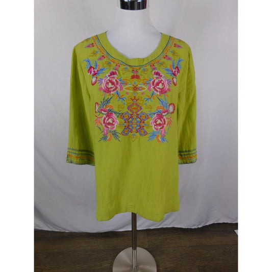 Calessa Large Embroidered Boho Peasant Tunic Boho Witch