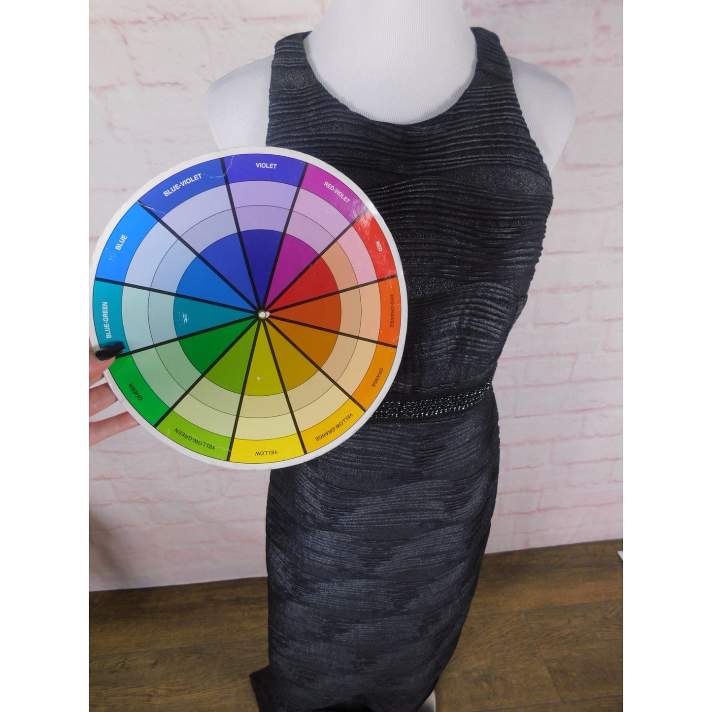 Scarlett Black Textured Gown 6 Beaded Waist Keyhole