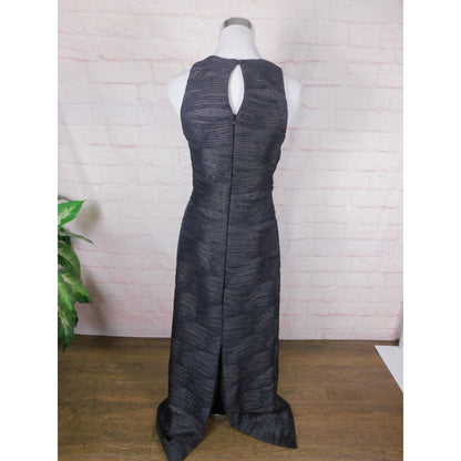 Scarlett Black Textured Gown 6 Beaded Waist Keyhole