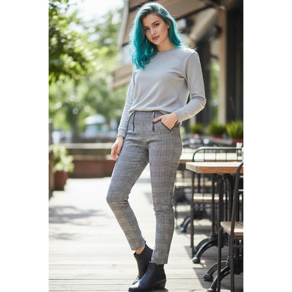 Fashion Nova Plaid High-Waist Pants S - Zipper Slim - Excellent