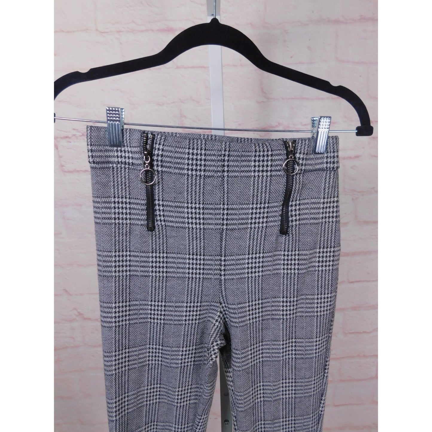 Fashion Nova Plaid High-Waist Pants S - Zipper Slim - Excellent