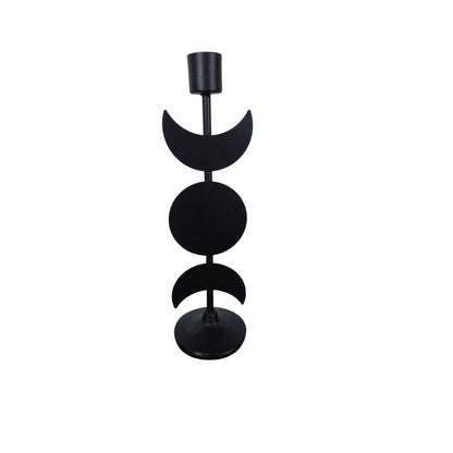 Triple Goddess Moon Metal Candle Holder Gothic 12in