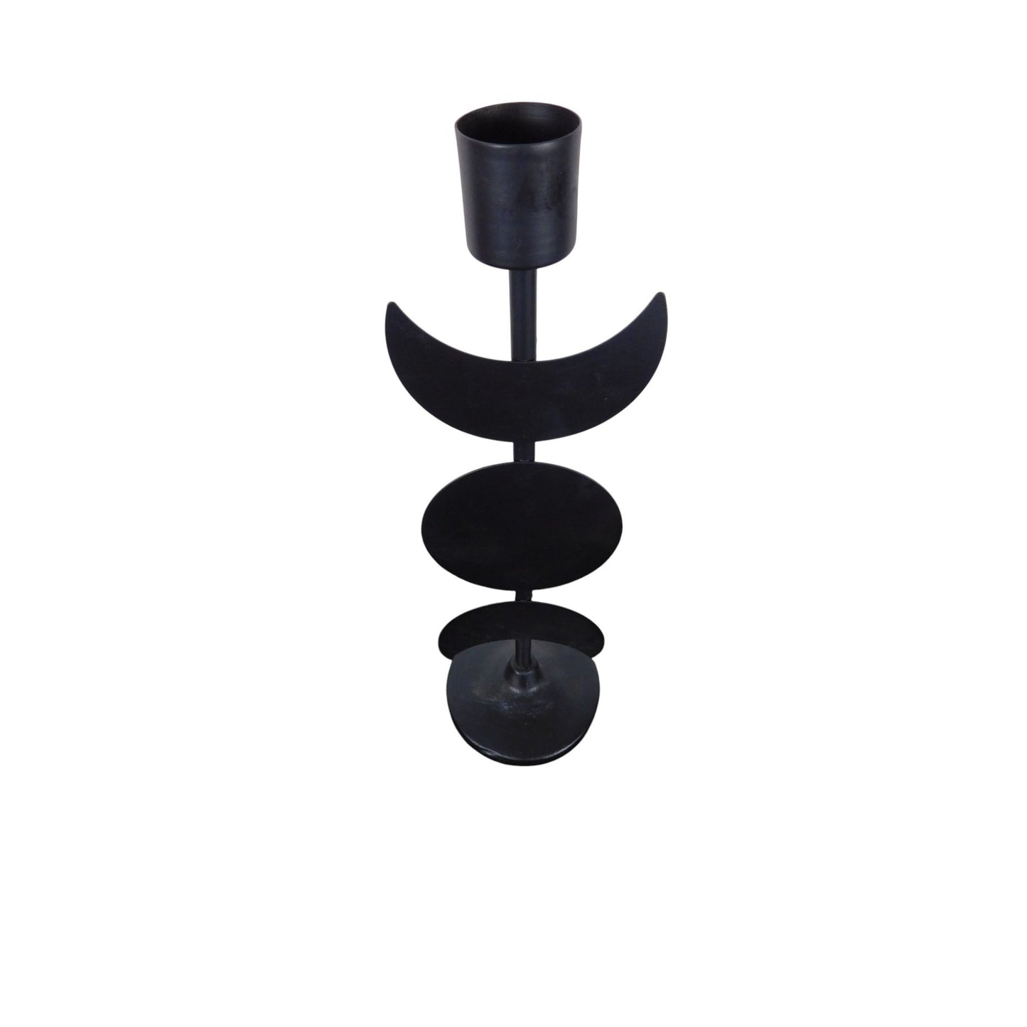 Triple Goddess Moon Metal Candle Holder Gothic 12in