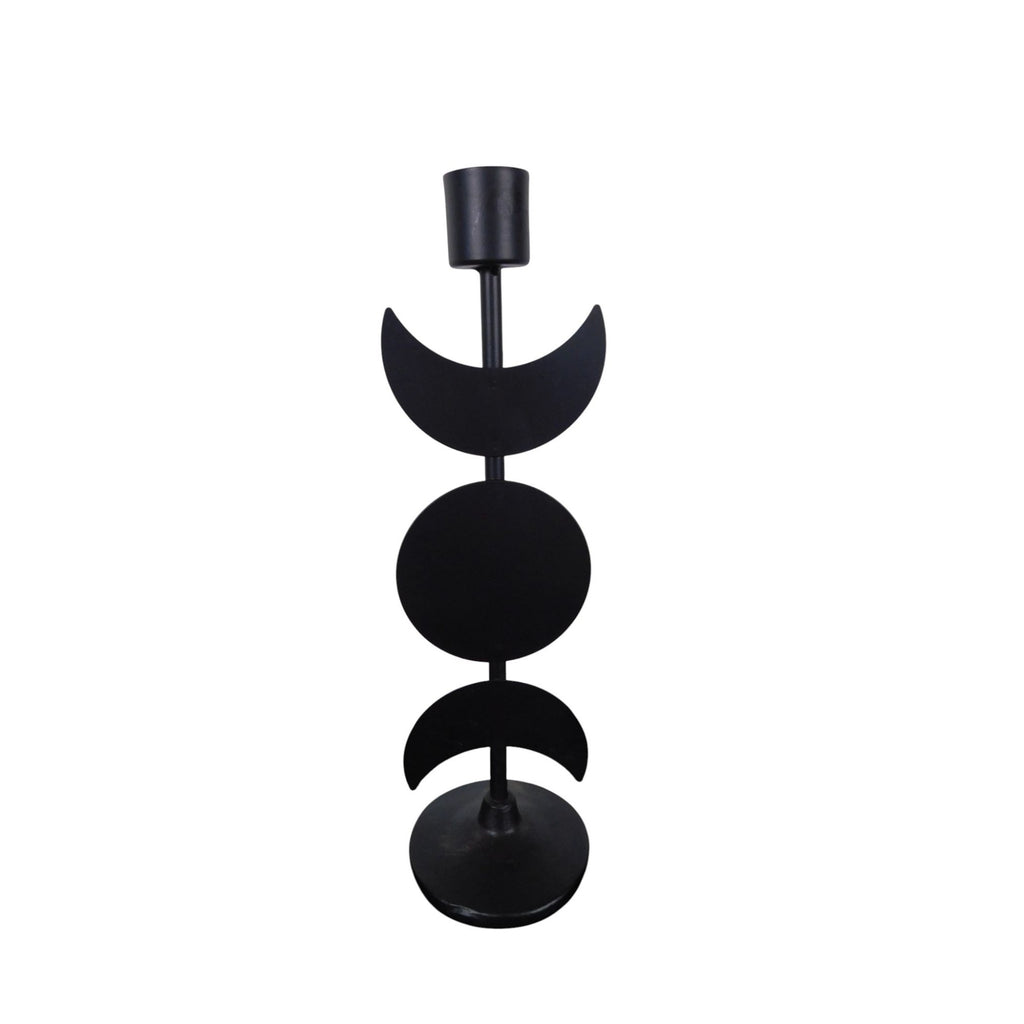 Triple Goddess Moon Metal Candle Holder Gothic 12in