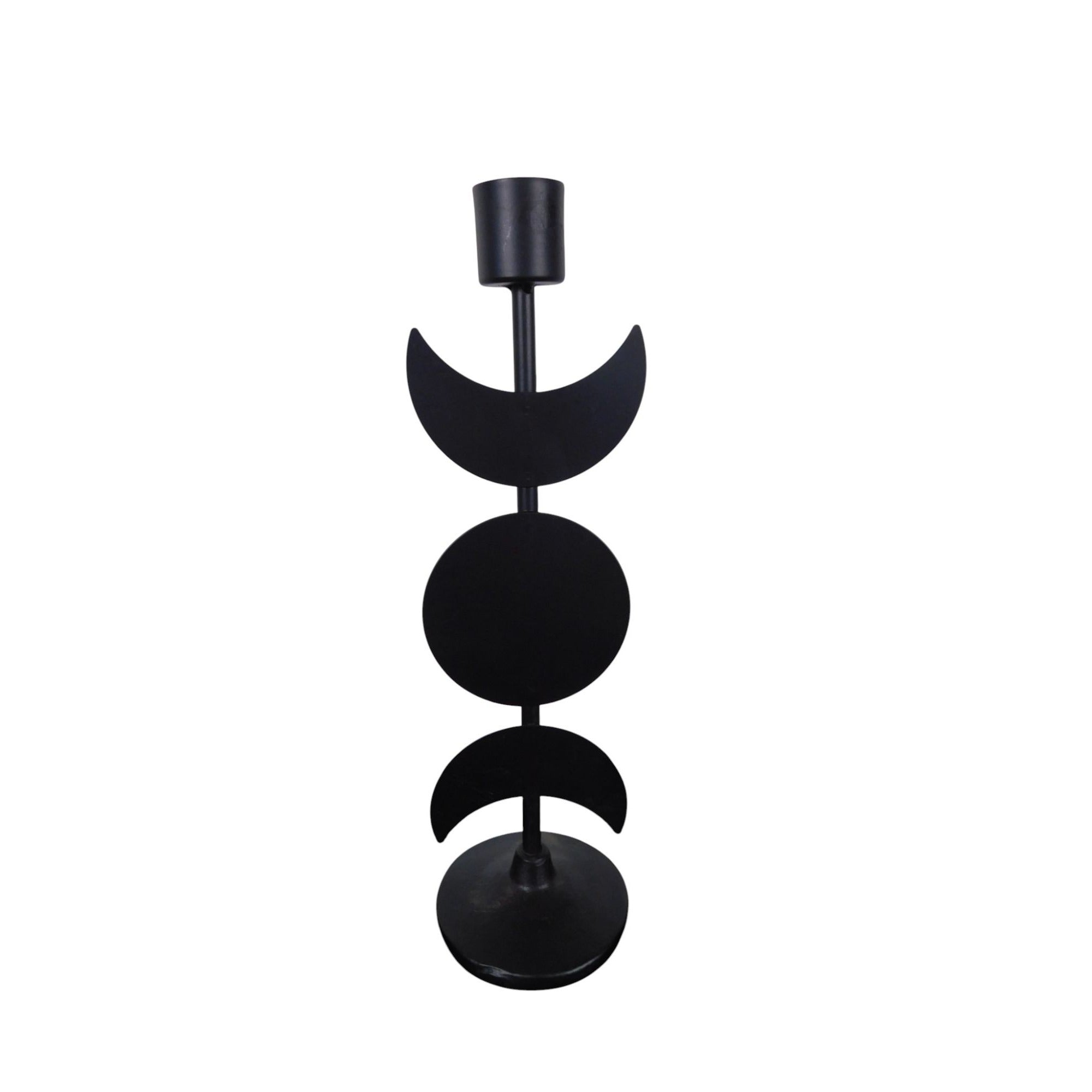 Triple Goddess Moon Metal Candle Holder Gothic 12in