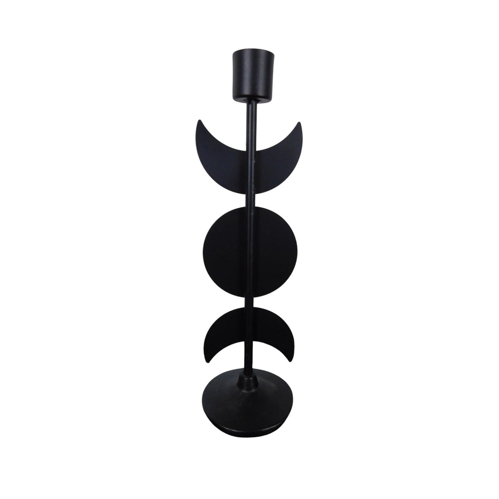 Triple Goddess Moon Metal Candle Holder Gothic 12in