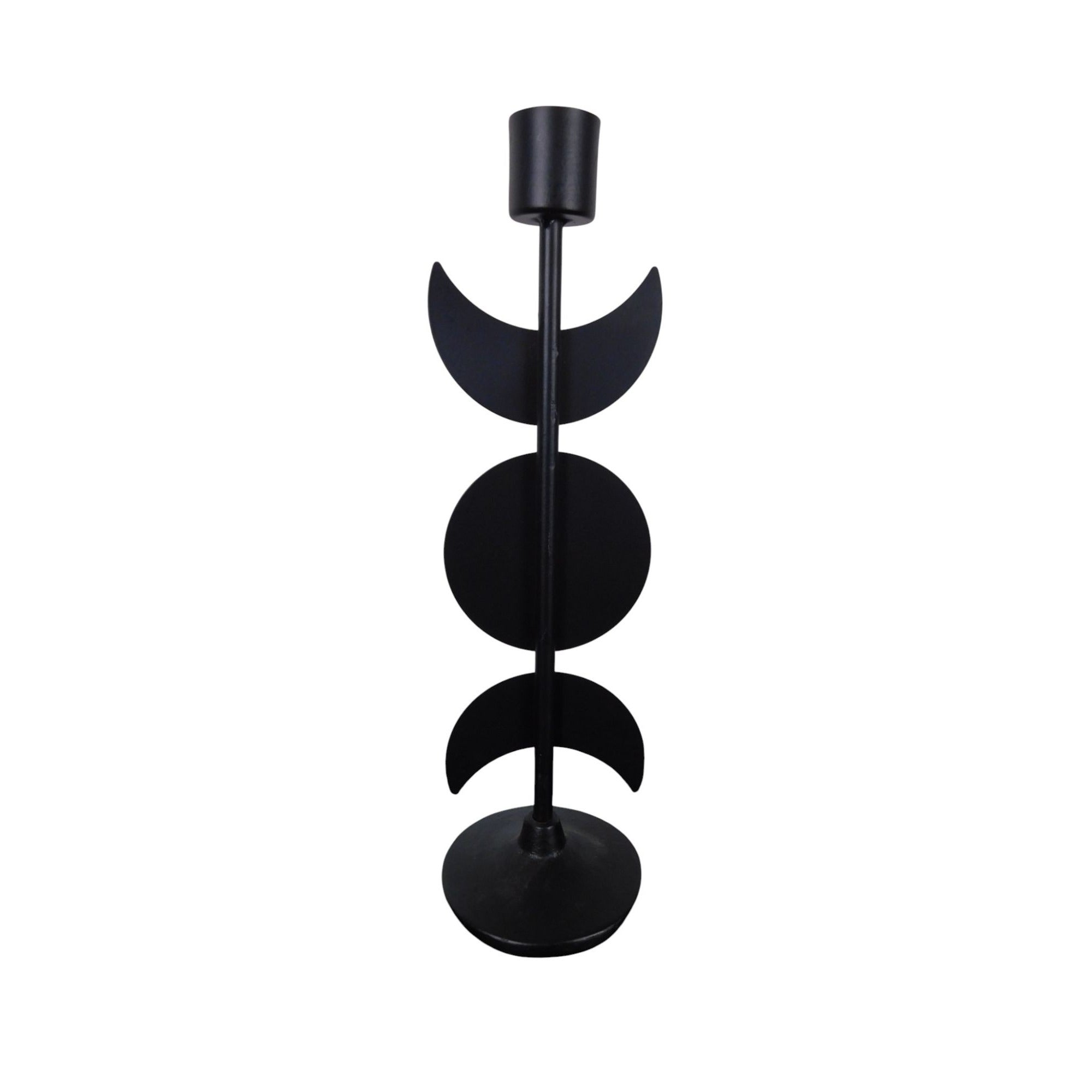 Triple Goddess Moon Metal Candle Holder Gothic 12in