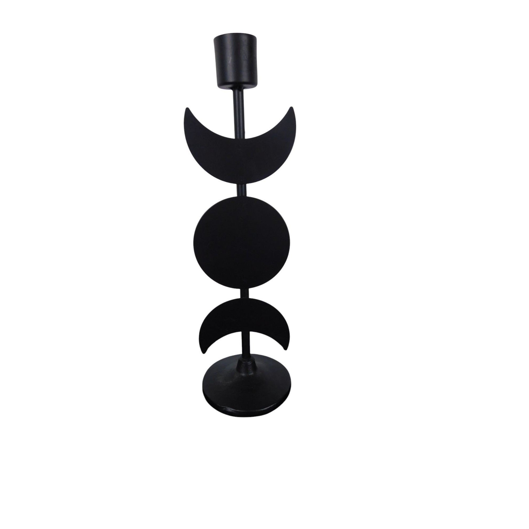 Triple Goddess Moon Metal Candle Holder Gothic 12in