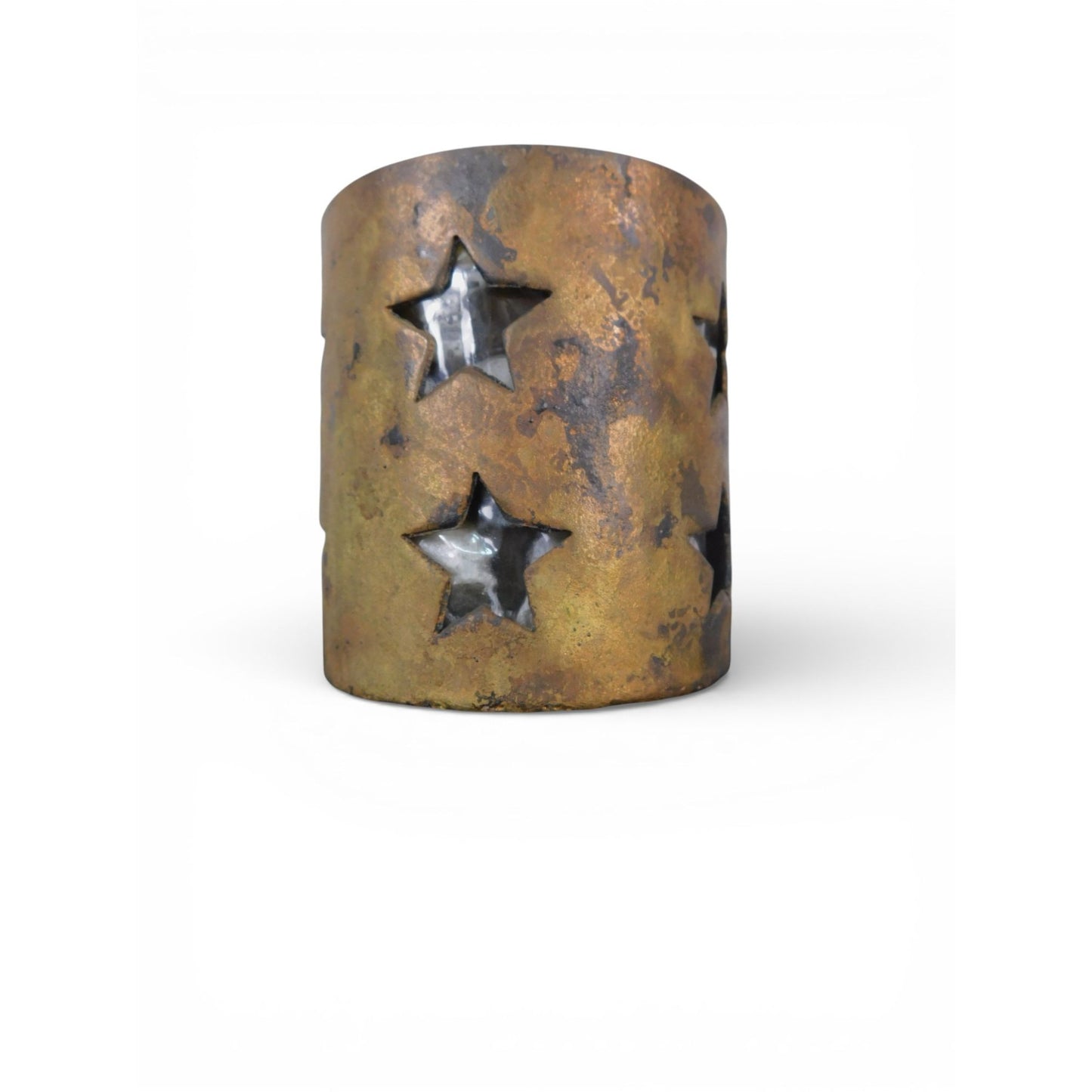 Vintage Rustic Metal Star Luminary Candle Holder w Skull Candles