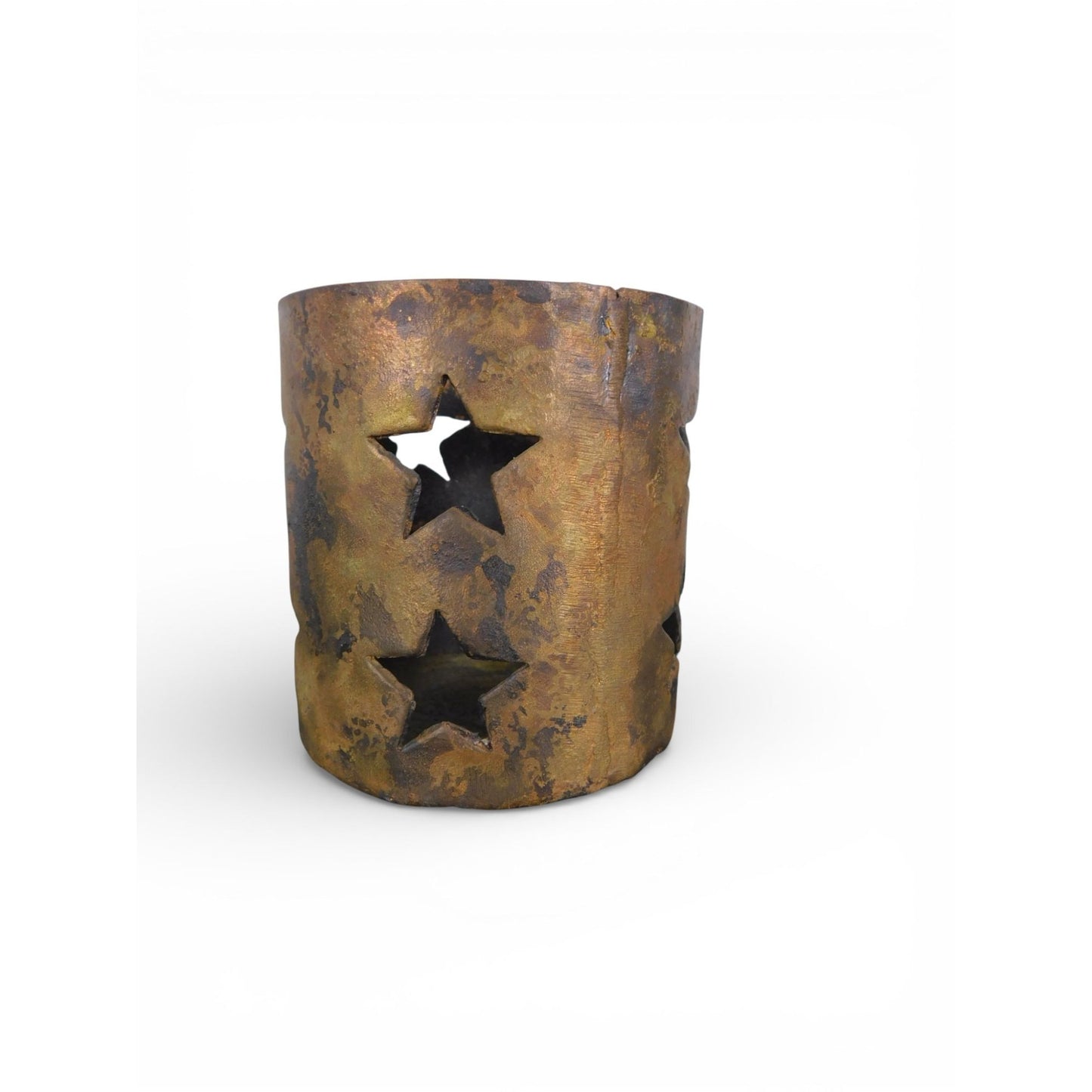 Vintage Rustic Metal Star Luminary Candle Holder w Skull Candles