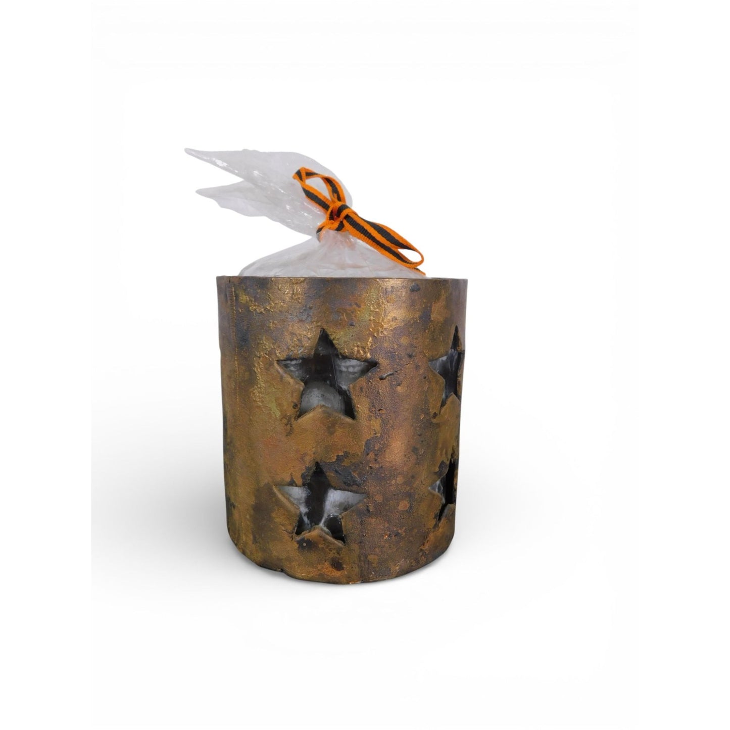 Vintage Rustic Metal Star Luminary Candle Holder w Skull Candles