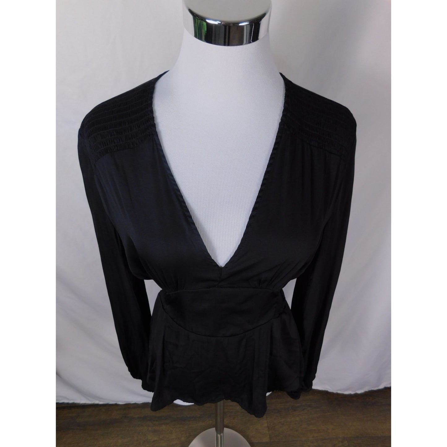 Grade & Gather S Black Peplum Blouse Romantic Gothic Witchcore V-Neck