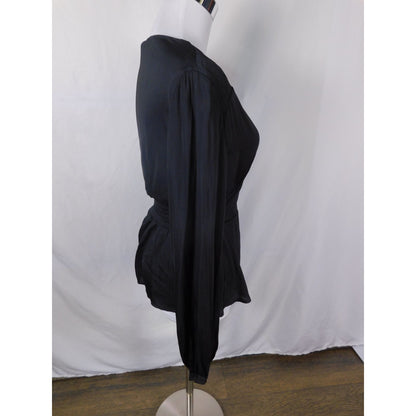 Grade & Gather S Black Peplum Blouse Romantic Gothic Witchcore V-Neck