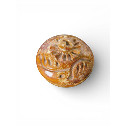 Chinese Soapstone Pill Box Carved Floral Lidded Vintage Stone