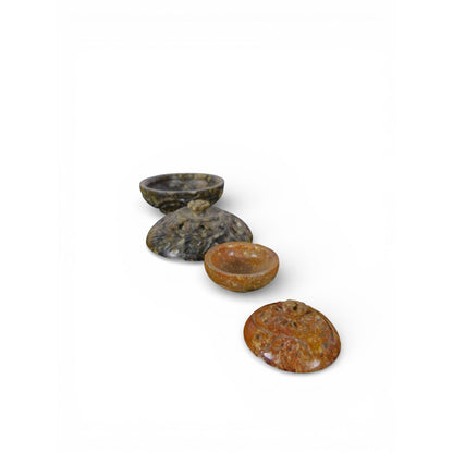 Chinese Soapstone Pill Box Carved Floral Lidded Vintage Stone