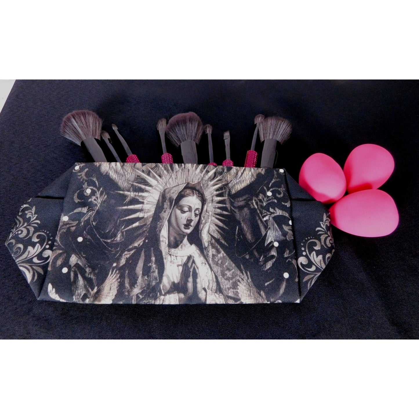 Black Virgin Mary Saint Gothic Makeup Bag Unique Aesthetic Organizer