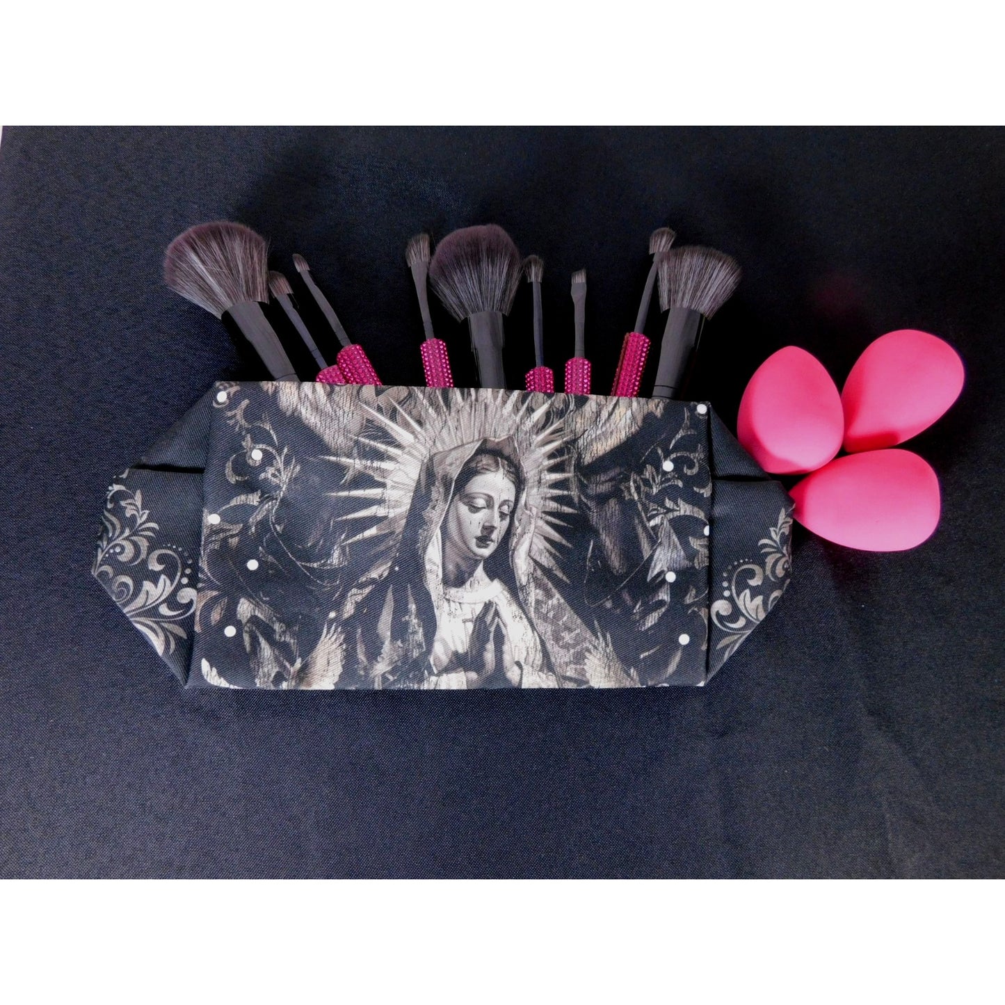 Black Virgin Mary Saint Gothic Makeup Bag Unique Aesthetic Organizer