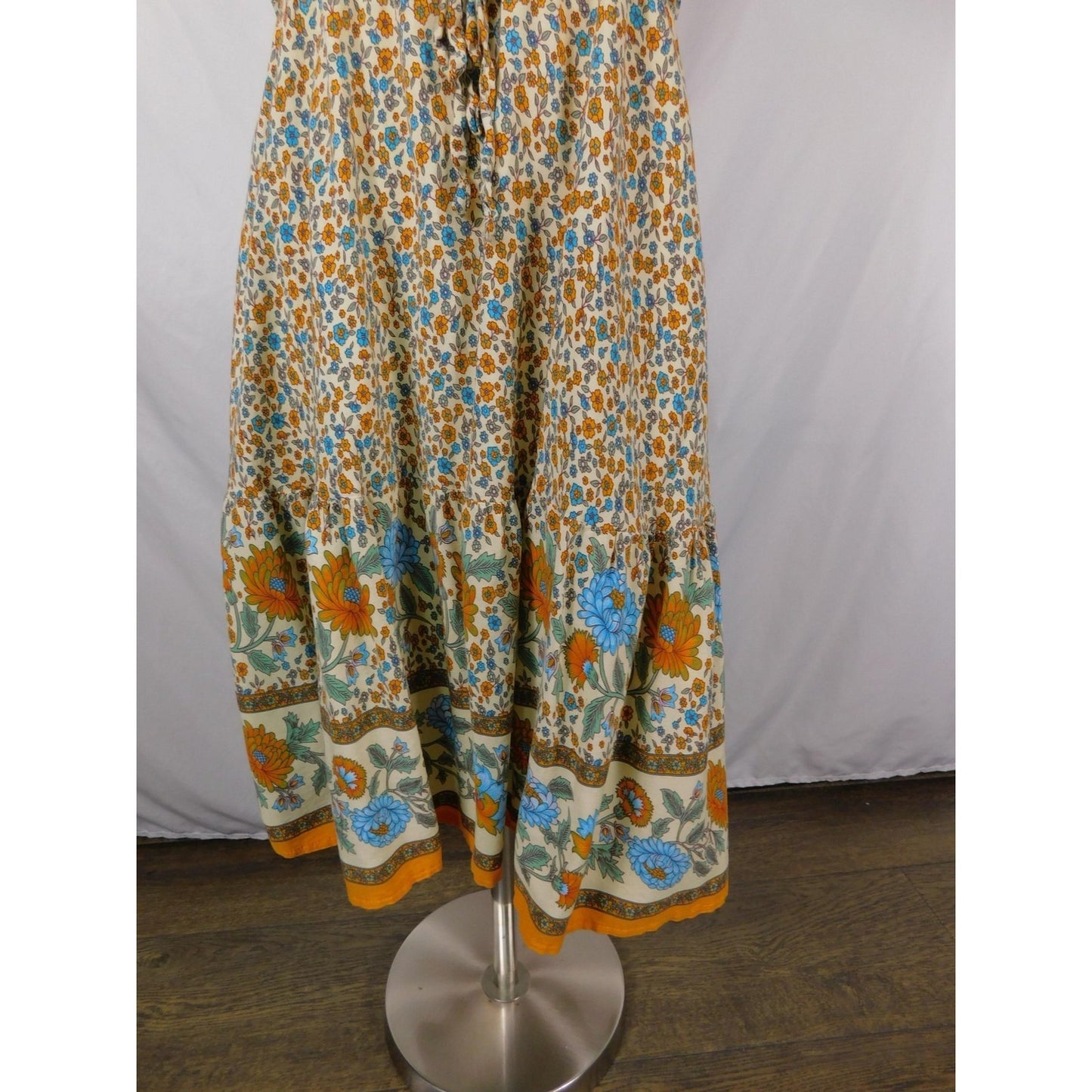 PRETTYGARDEN Floral Boho Midi Dress L - Button Front Tiered - Excellent