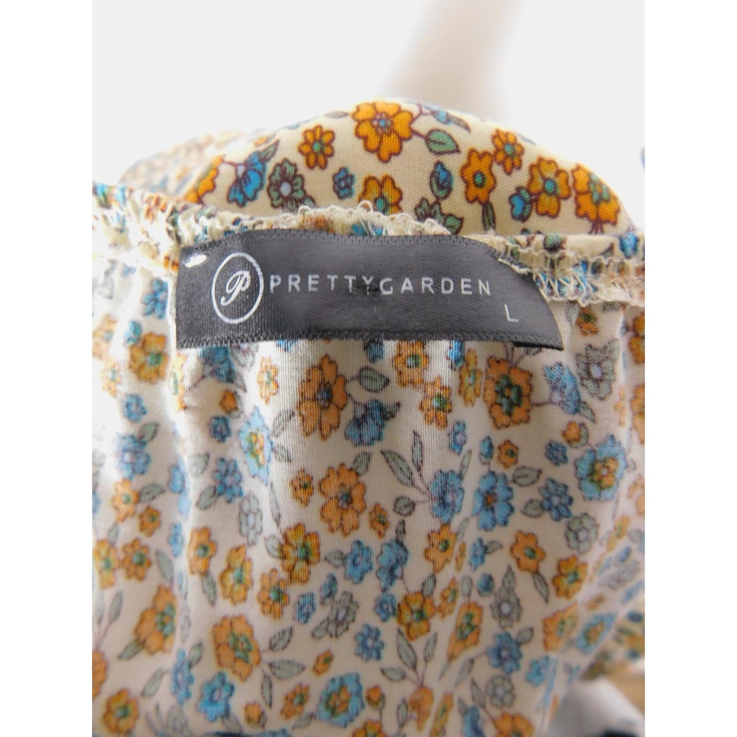 PRETTYGARDEN Floral Boho Midi Dress L - Button Front Tiered - Excellent