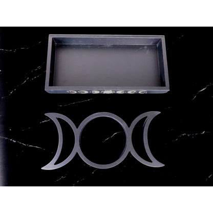 Mystical Moon Phase Tarot Card & Crystal Display Holder Handcrafted Wooden Altar Organizer