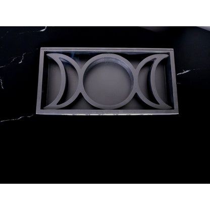 Mystical Moon Phase Tarot Card & Crystal Display Holder Handcrafted Wooden Altar Organizer