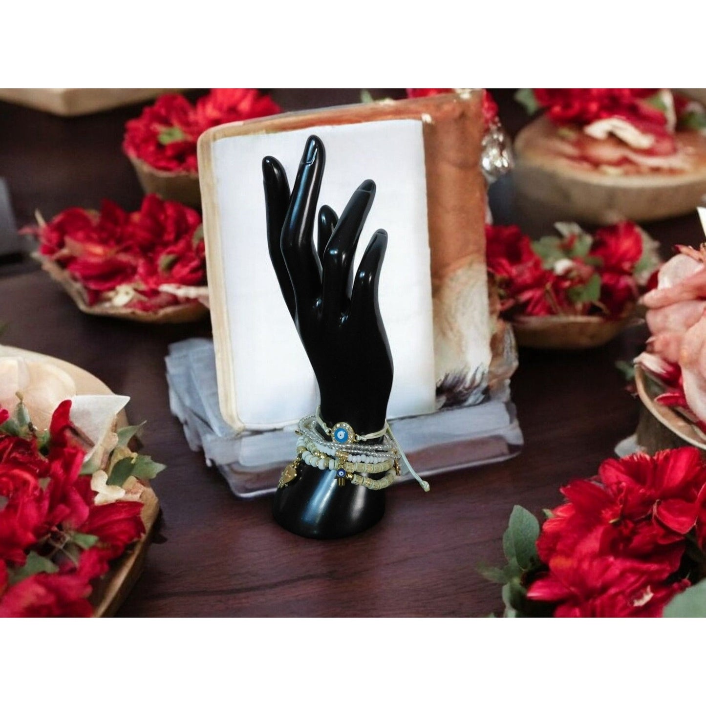 Boho Evil Eye Hamsa Beaded Bracelet Set - Adjustable - New - Witchcore Ethereal