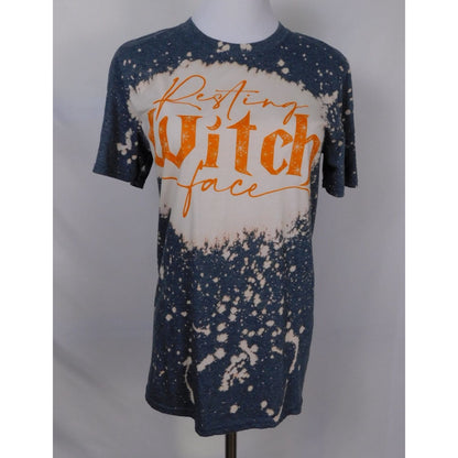 Resting Witch Face Tee – Bleach Dye Gildan Cotton – Size S – Excellent Condition