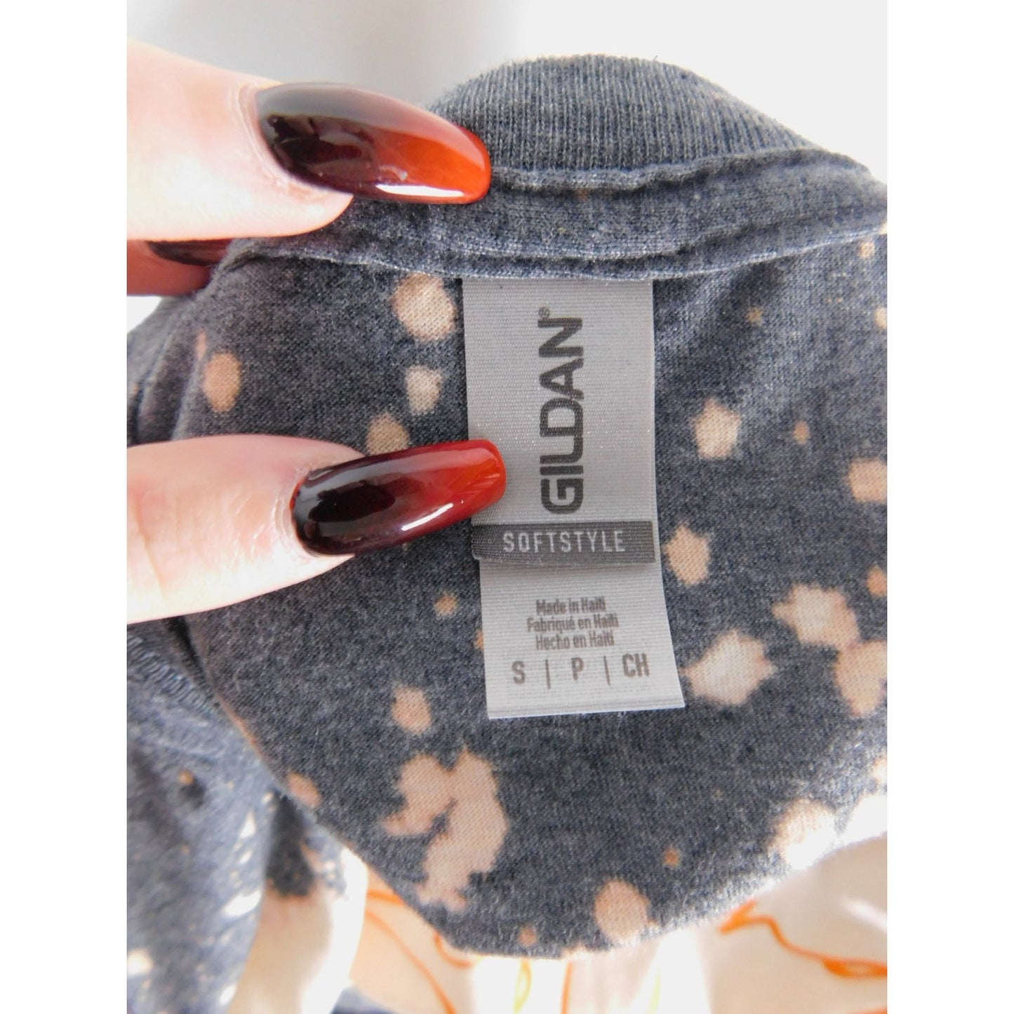 Resting Witch Face Tee – Bleach Dye Gildan Cotton – Size S – Excellent Condition